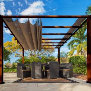 Aluminiowy pawilon ciemny brąz Florida 11x11 ze zintegrowaną markizą 350x350x235 cm