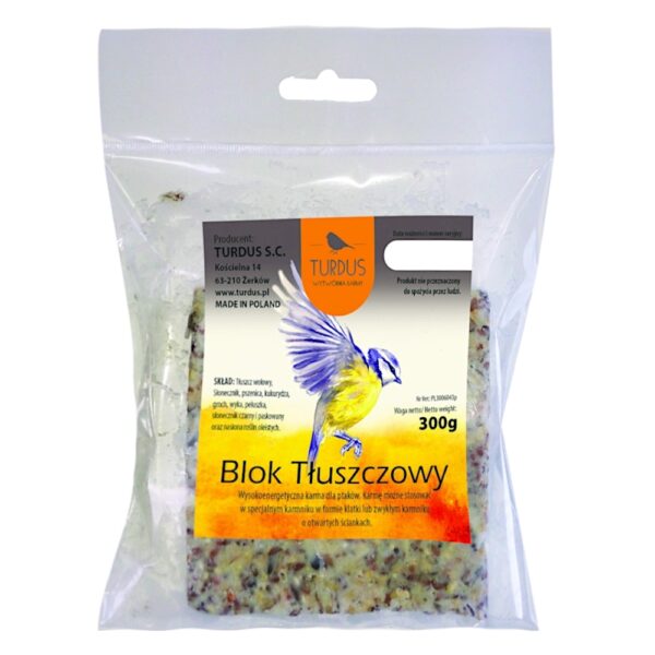 Blok tłuszczowy 300g z ziarnami idealny dla ptak&oacute;w do karmnika - TURDUS