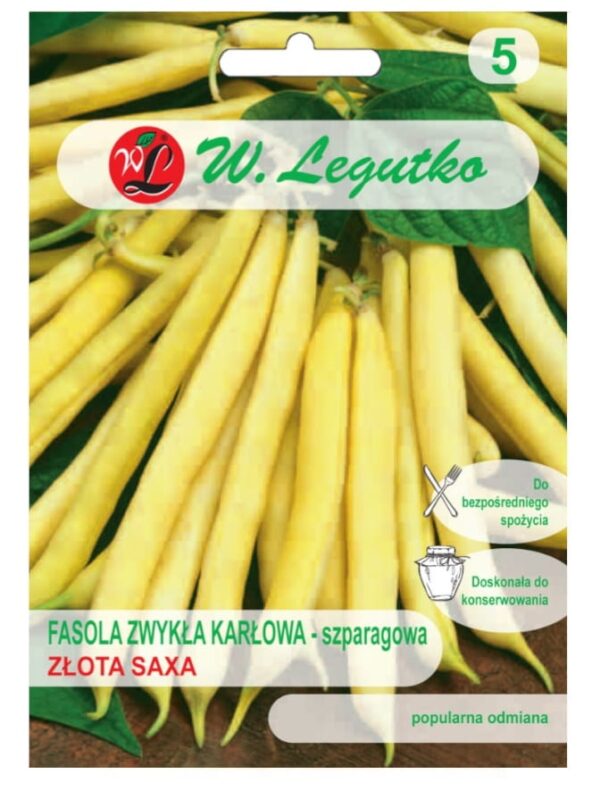 Fasola Zwykła Szparagowa Karłowa Złota Saxa nasiona 40g - W. Legutko