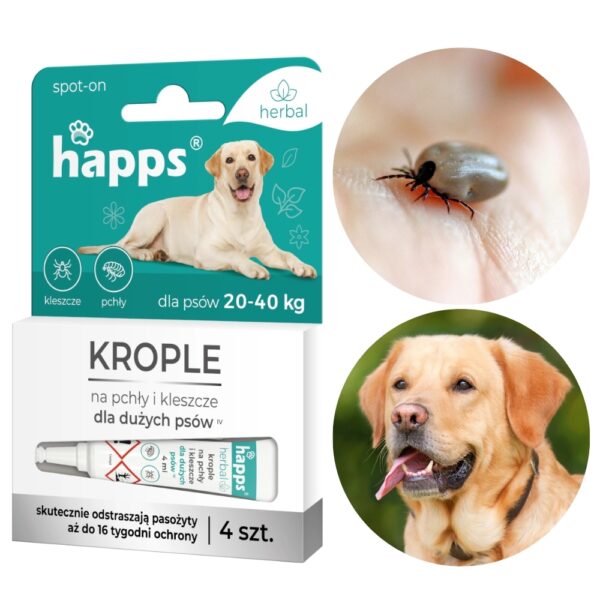 Krople na pchły i kleszcze dla dużych ps&oacute;w 20-40kg - HAPPS
