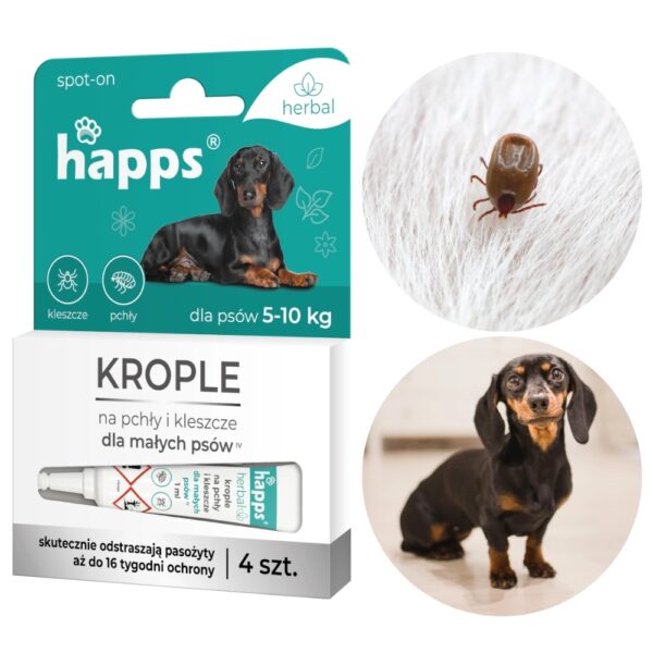 Krople na pchły i kleszcze dla małych ps&oacute;w do 10kg - HAPPS