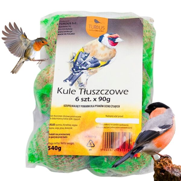 Kula tłuszczowa dla dzikich ptak&oacute;w 6szt. karma idealna na jesień i zimę - TURDUS