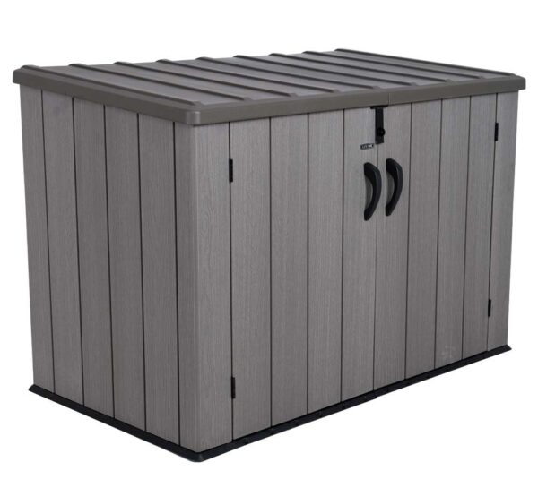 Lifetime Plastikowy pojemnik na śmieci i szafka na sprzęt Greg 3x240 L Szary/Brązowy 108x191x131cm