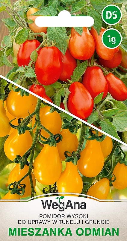 Pomidor wysoki do tunelu i gruntu mieszanka odmian typu cherry o owocach w kształcie gruszki 1g - WegAna