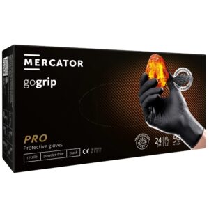 Rękawice GOGRIP nitrylowe CZARNE rozmiar L 50 sztuk - MERCATOR