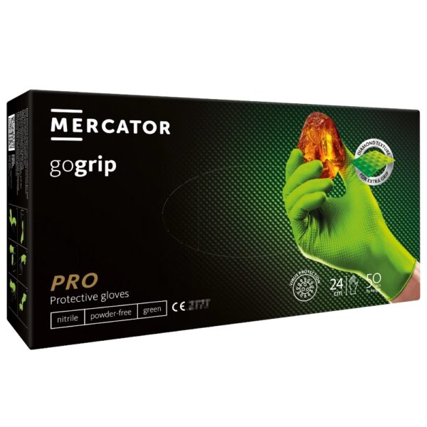 Rękawice GOGRIP nitrylowe GREEN rozmiar XL 50 sztuk - MERCATOR