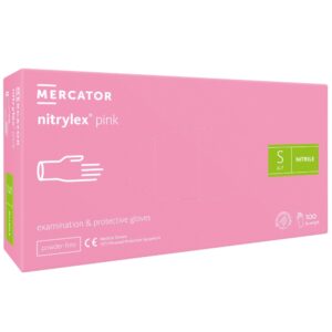 Rękawice ochronne nitrylowe bezpudrowe Nitrylex różowe 100 szt. rozmiar S - MERCATOR