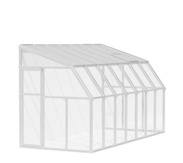 Rion Plastikowa szklarnia przyścienna Sun Room 38 Biały Plastikowa szklarnia przyścienna o wymiarach 446x201x247 cm Sun Room 38 Biały 446 x 201 x 247