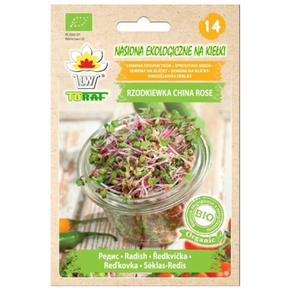 Rzodkiewka China Rose Bio nasiona ekologiczne na kiełki 20g - TORAF