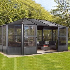 SOJAG Aluminiowa altana ogrodowa Charleston 12x18 szara 384x594x281 cm
