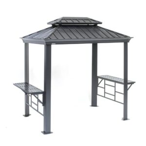 SOJAG Aluminiowy Pawilion grill Messina z wylotem dymu 6x8 szary 179x292x262 cm