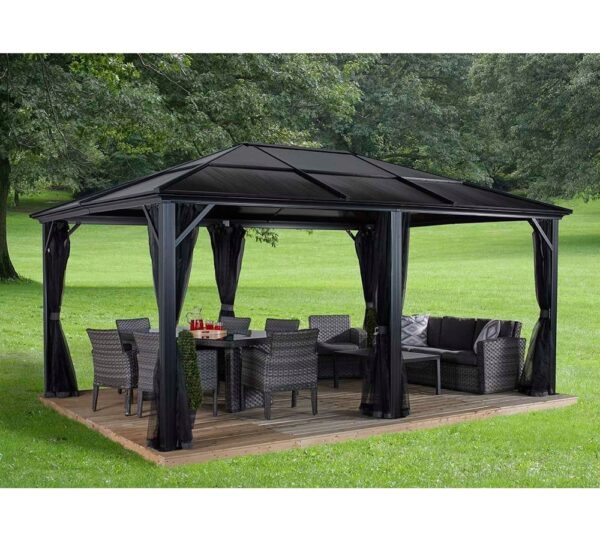 SOJAG Pawilon Aluminiowy Meridien 12x16 z moskitierą szary 365x485x270 cm