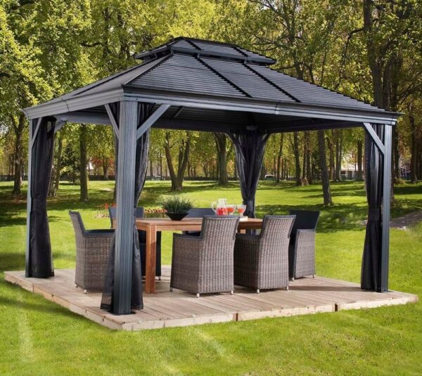 SOJAG Pawilon Aluminiowy Mykonos 10x14 z moskitierą szary 299x425x291 cm