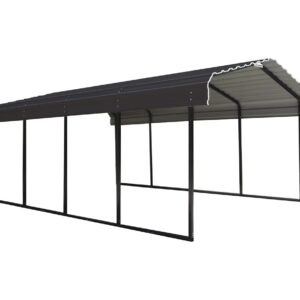 ShelterLogic Stalowy garaż z wiatą Mediolan Czarny 610x300x250cm