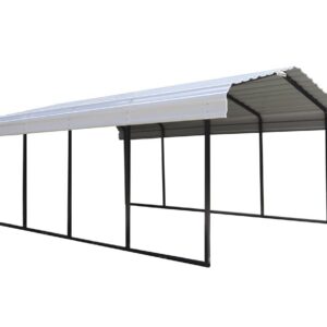 ShelterLogic Stalowy garaż z wiatą Neapol Czarny 602x370x260cm