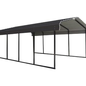 ShelterLogic Stalowy garaż z wiatą Rzym Szary 600x370x260cm