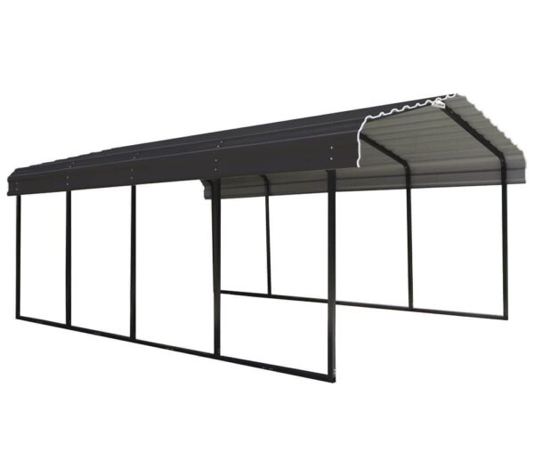 ShelterLogic Stalowy garaż z wiatą Rzym Szary 600x370x260cm