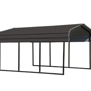ShelterLogic Stalowy garaż z wiatą Wenecja Czarny 465x305x250cm