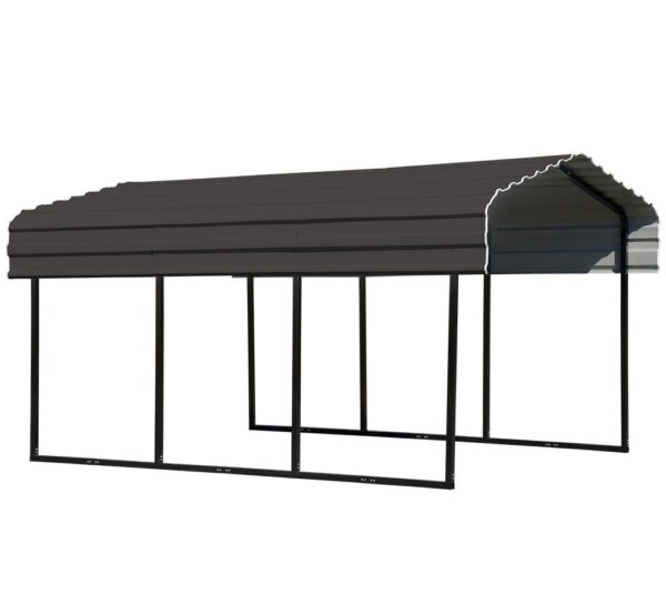 ShelterLogic Stalowy garaż z wiatą Wenecja Czarny 465x305x250cm