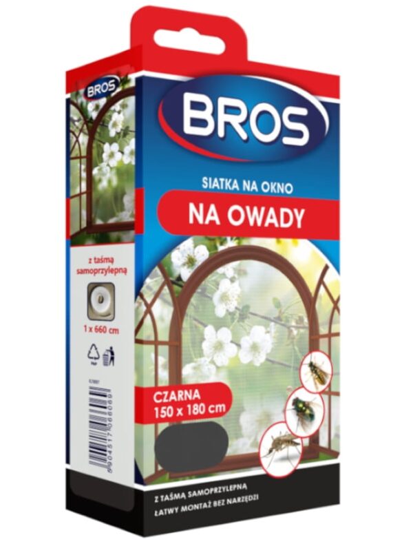 Siatka na okno moskitiera 150 x 180 cm czarna - Bros