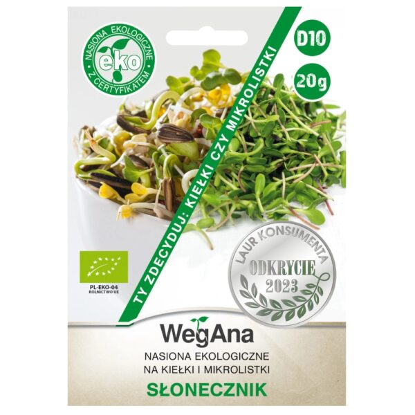 Słonecznik na kiełki i mikrolistki nasiona 20g - WegAna