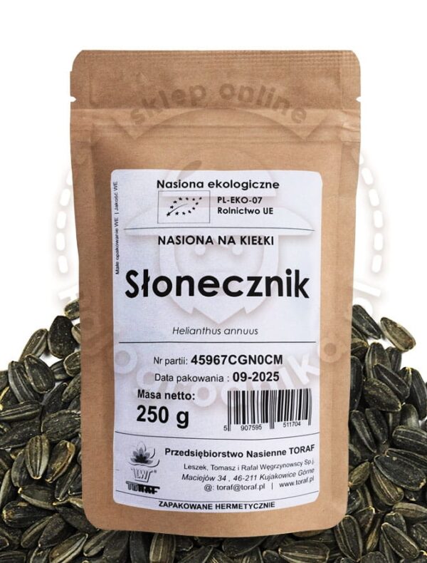Słonecznik nasiona na kiełki Ekologiczne 250g - TORAF