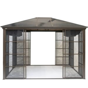 Sojag Pawilon aluminiowy Castel 1012 z osłoną przeciwsłoneczną Brąz 362x298x283cm
