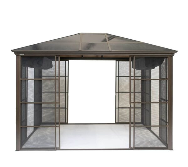 Sojag Pawilon aluminiowy Castel 1012 z osłoną przeciwsłoneczną Brąz 362x298x283cm
