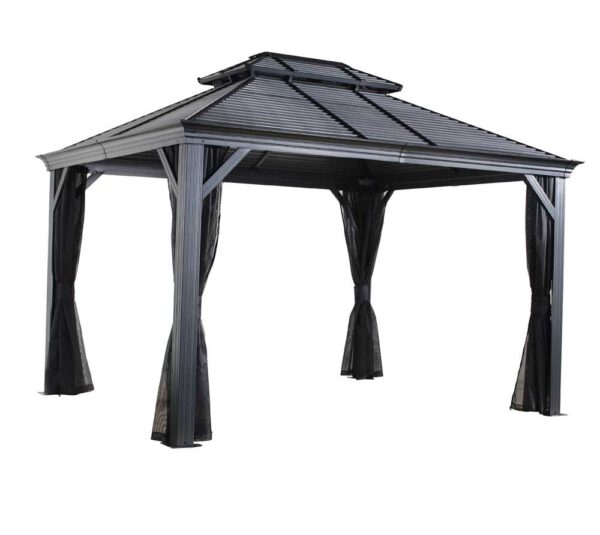 Sojag Pawilon aluminiowy Mykonos 1012 z moskitierą Bazaltowy szary 299 x 364 x 291 cm