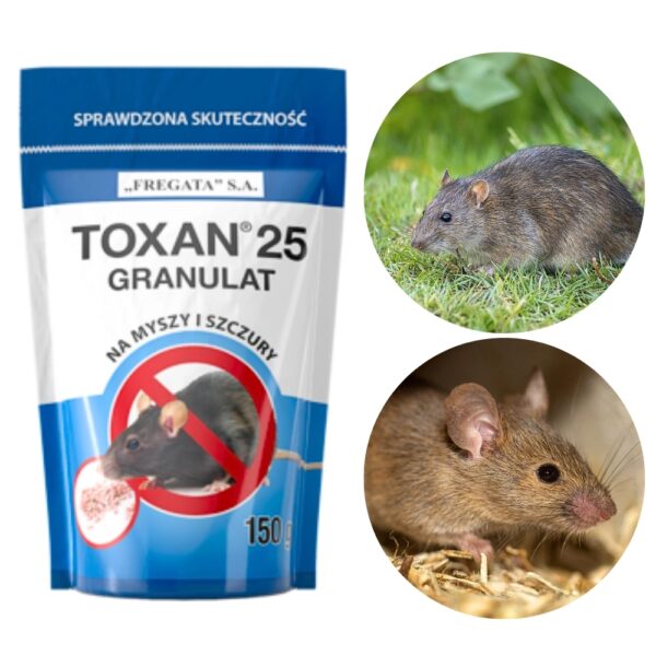 Toxan 25 Granulat do zwalczania myszy i szczur&oacute;w 150 g - Fregata S.A.