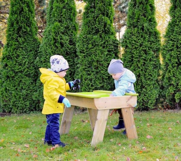 Wendy Toys Drewniany st&oacute;ł piknikowy z piaskownicą naturalny/zielony