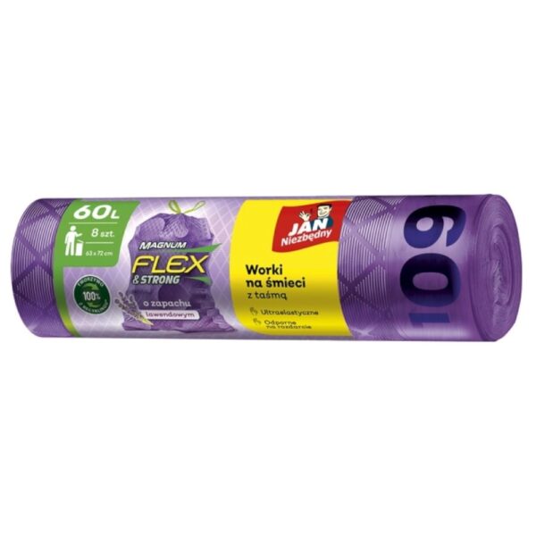 Worki na śmieci Magnum Flex & Strong o zapachu lawendy 60l 8szt. - Jan Niezbędny