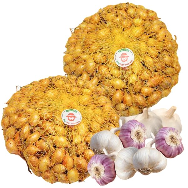 Zestaw Cebula Dymka Zimowa Senshyu Yellow do sadzenia ZIMUJĄCY 2 x 500g + Czosnek Harnaś gł&oacute;wki 10 szt.